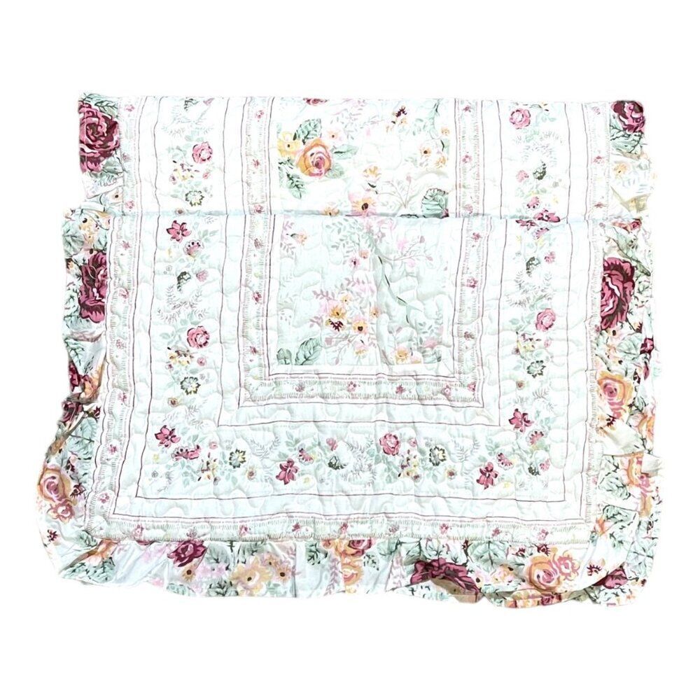 Victorian Floral Quilted Padded Greenland Home Floral pillowcase Pillow Sham